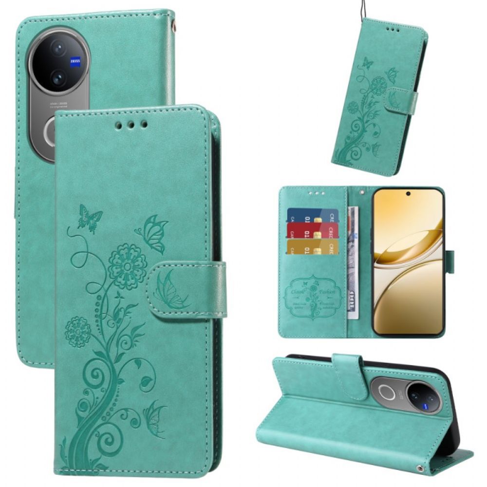 Bescherming Hoesje Vivo V50 5g Bloemen- En Vlinderpatroon