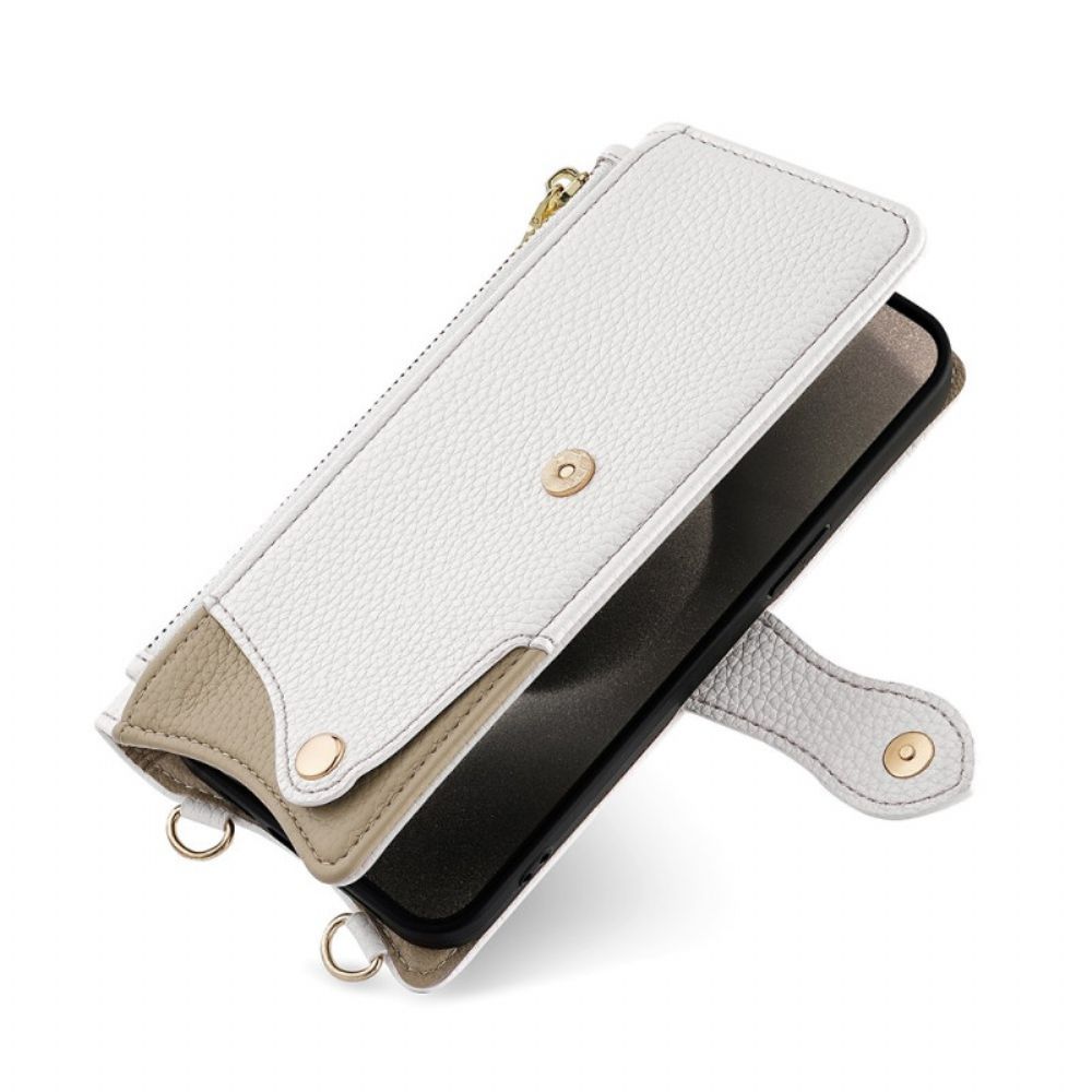 Bescherming Hoesje Vivo V50 5g Portemonnee Met Leerlook En Ketting