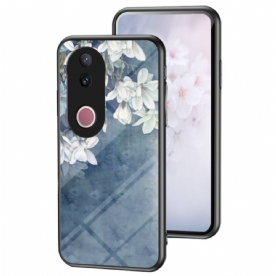 Case Hoesje Vivo V50 5g Telefoonhoesje Gehard Glas Met Bloemen