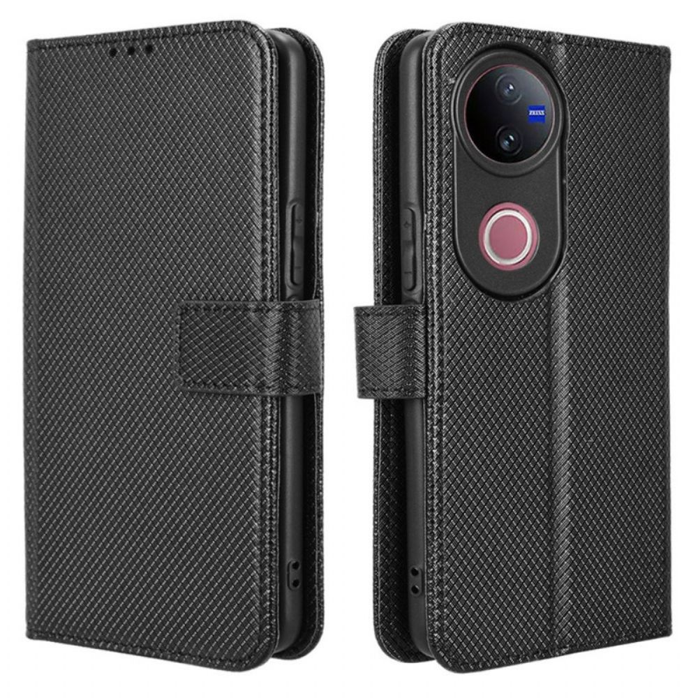 Flip Case Leren Vivo V50 5g Diamantstructuur