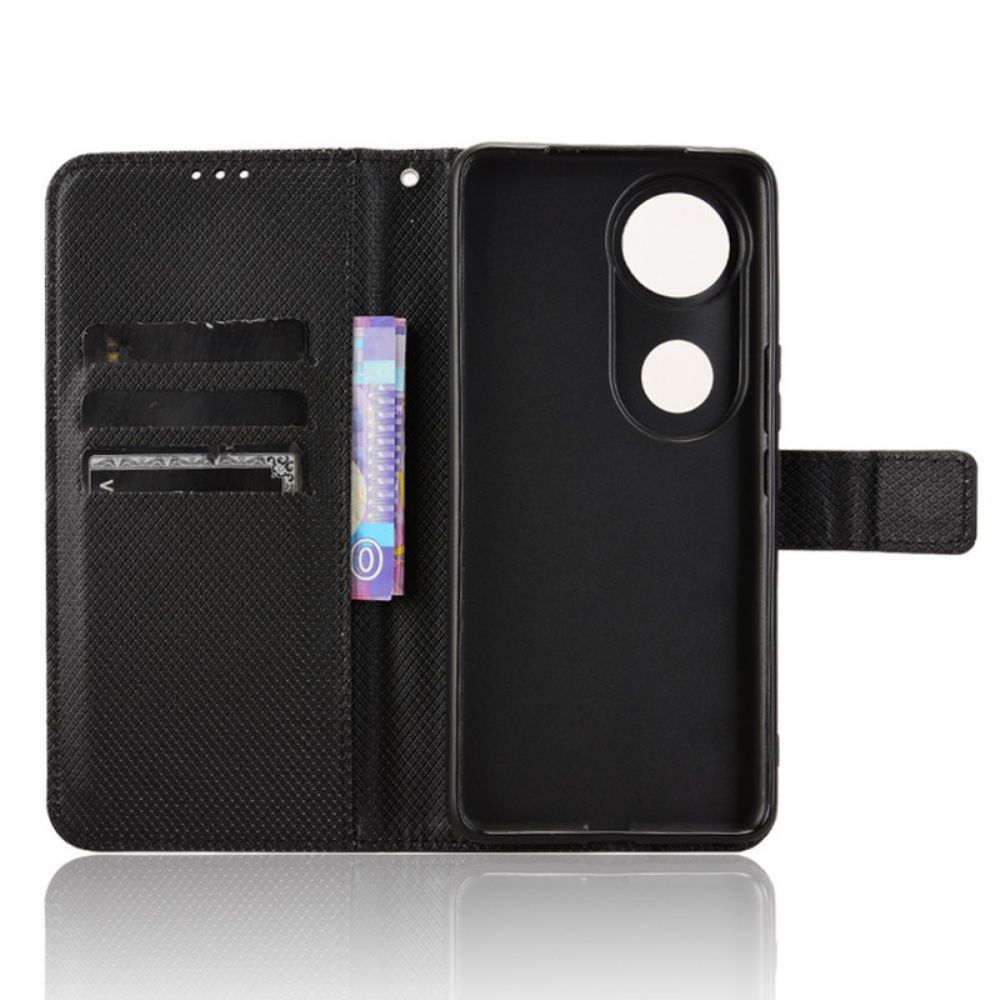 Flip Case Leren Vivo V50 5g Diamantstructuur