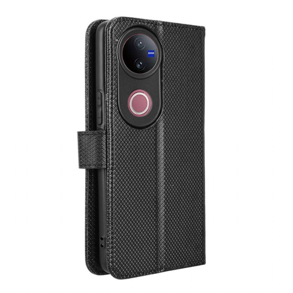 Flip Case Leren Vivo V50 5g Diamantstructuur