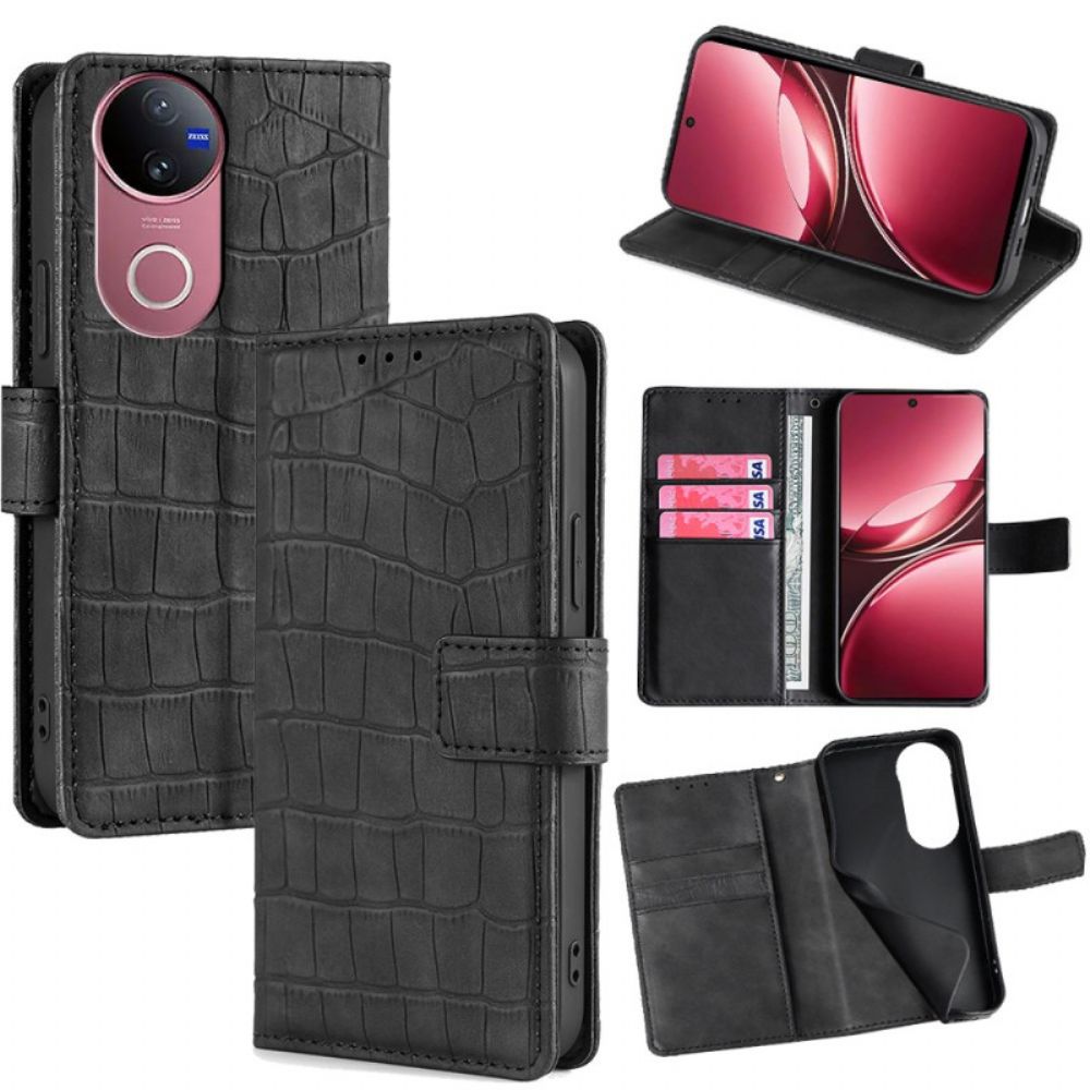 Flip Case Leren Vivo V50 5g Krokodillenleerstructuur