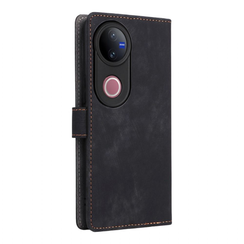 Flip Case Leren Vivo V50 5g Rfid-bescherming En Riem