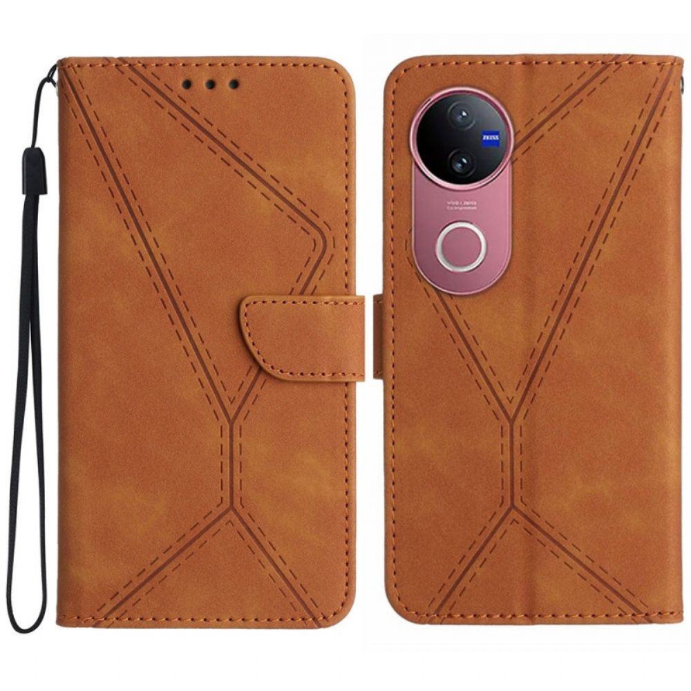 Folio-hoesje Vivo V50 5g Lijnen En Trekkoorden