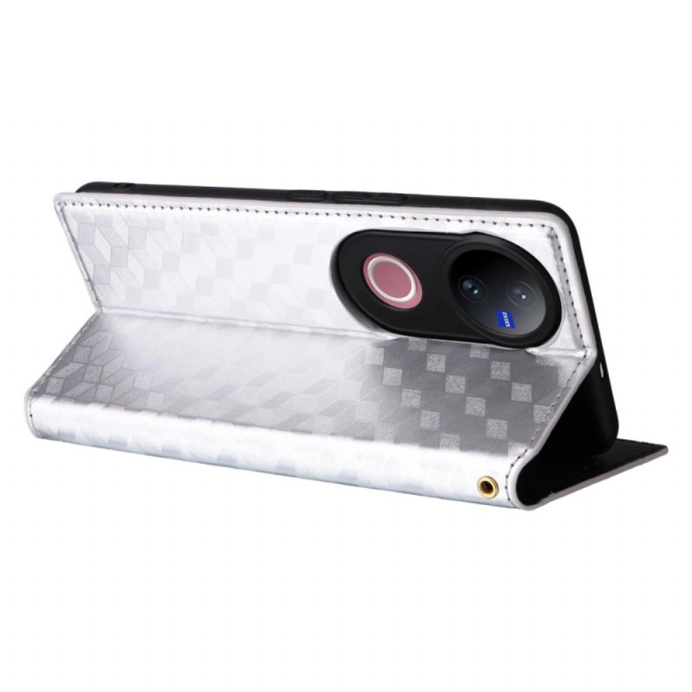 Folio-hoesje Vivo V50 5g Met Geprint Diamantpatroon Bescherming Hoesje