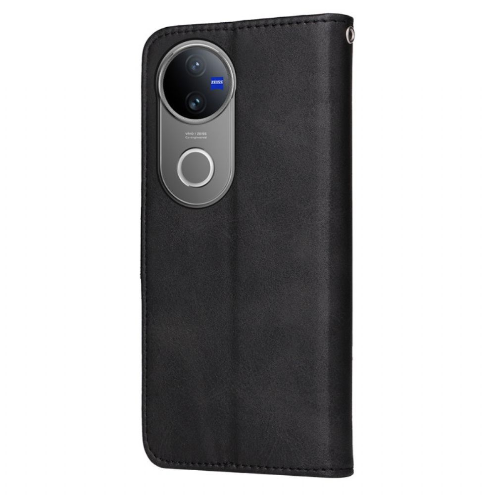 Folio-hoesje Vivo V50 5g Telefoonhoesje Effen Leerlook