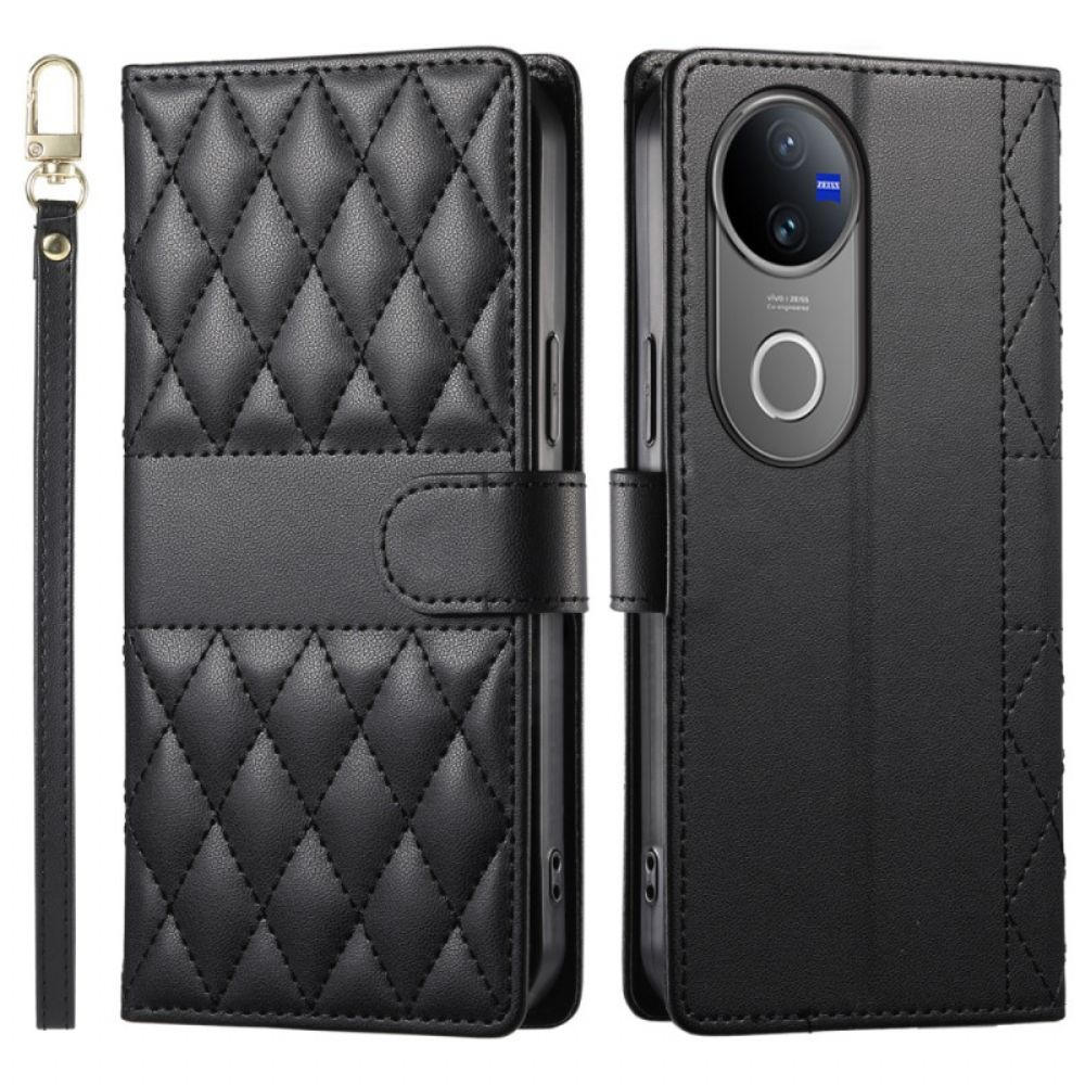 Folio-hoesje Vivo V50 5g Telefoonhoesje Gewatteerd Met Riem En Schouderriem