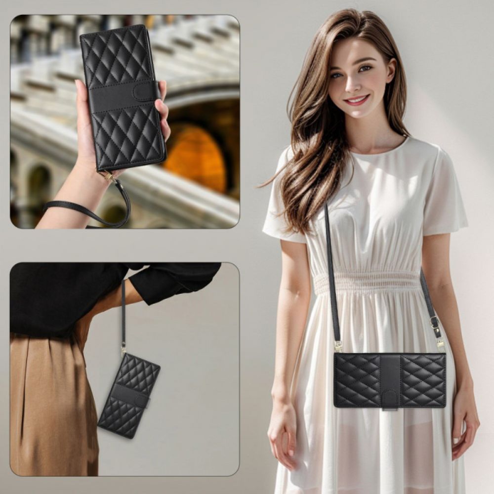 Folio-hoesje Vivo V50 5g Telefoonhoesje Gewatteerd Met Riem En Schouderriem