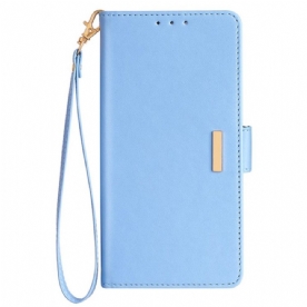 Folio-hoesje Vivo V50 5g Telefoonhoesje Gouden Sluiting En Schouderband