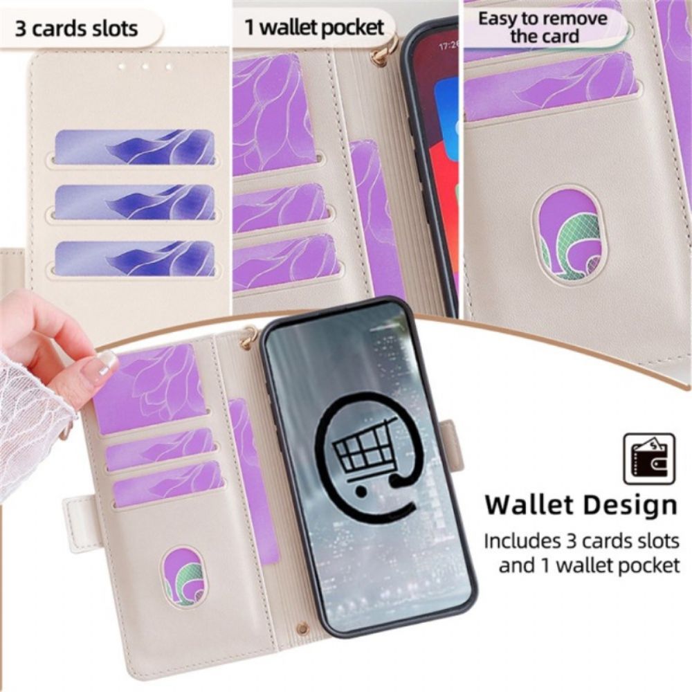 Folio-hoesje Vivo V50 5g Telefoonhoesje Gouden Sluiting En Schouderband