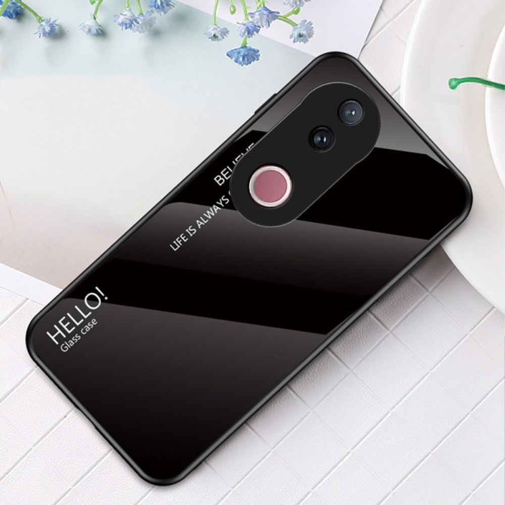 Hoesje Vivo V50 5g Gehard Glas Hello