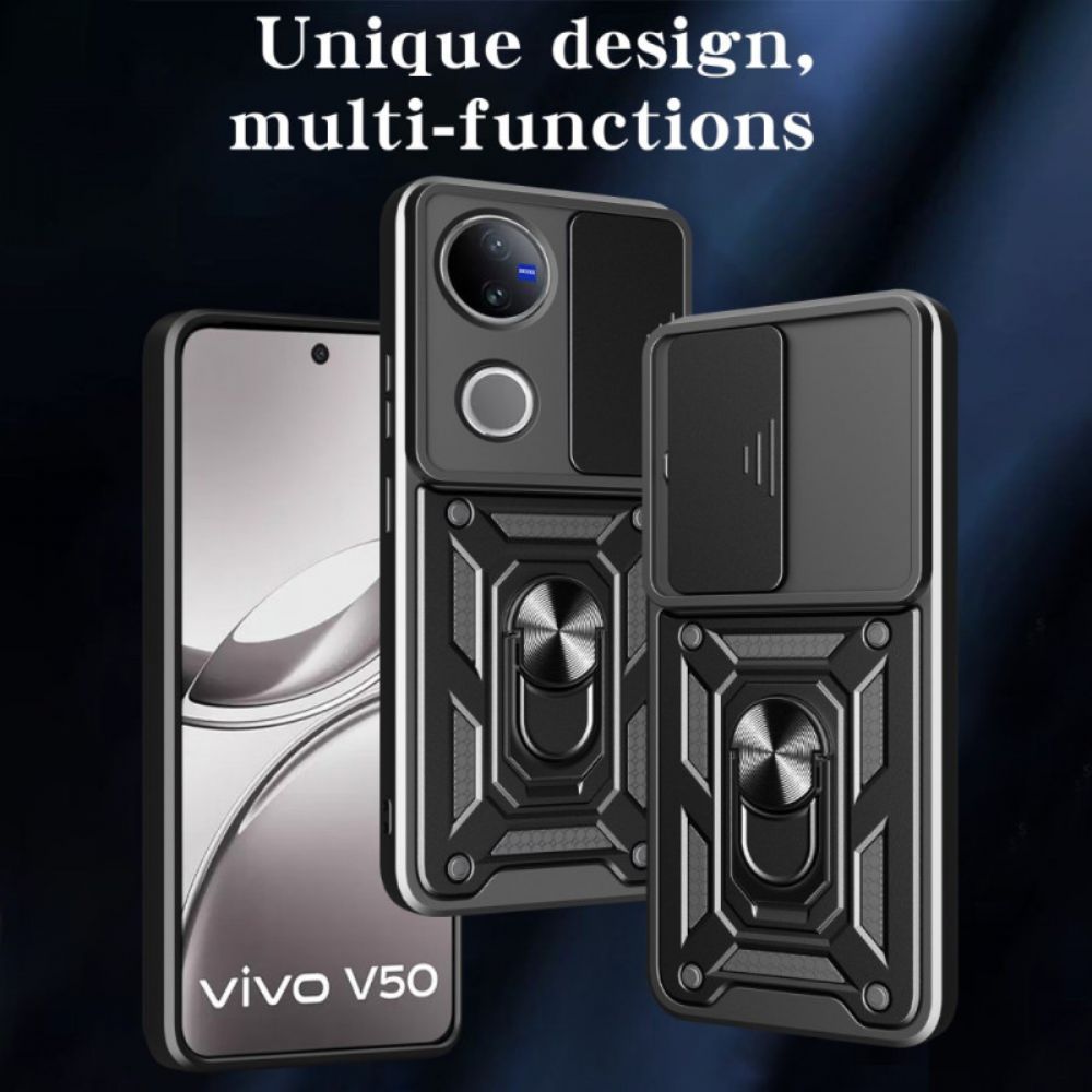 Hoesje Vivo V50 5g Schuifbare Cameracover En Steun Bescherming Hoesje