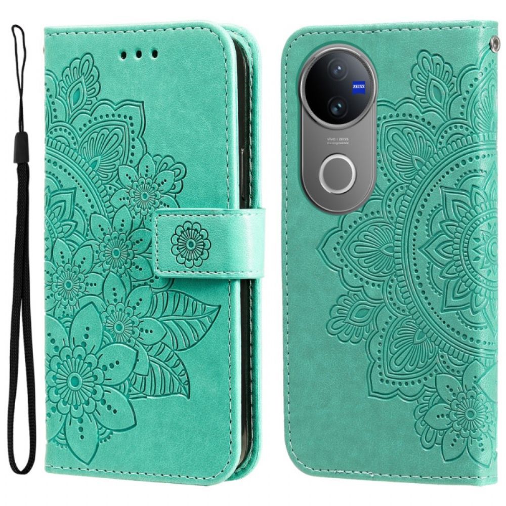 Leren Hoesje Vivo V50 5g Vingerafdruk Mandala