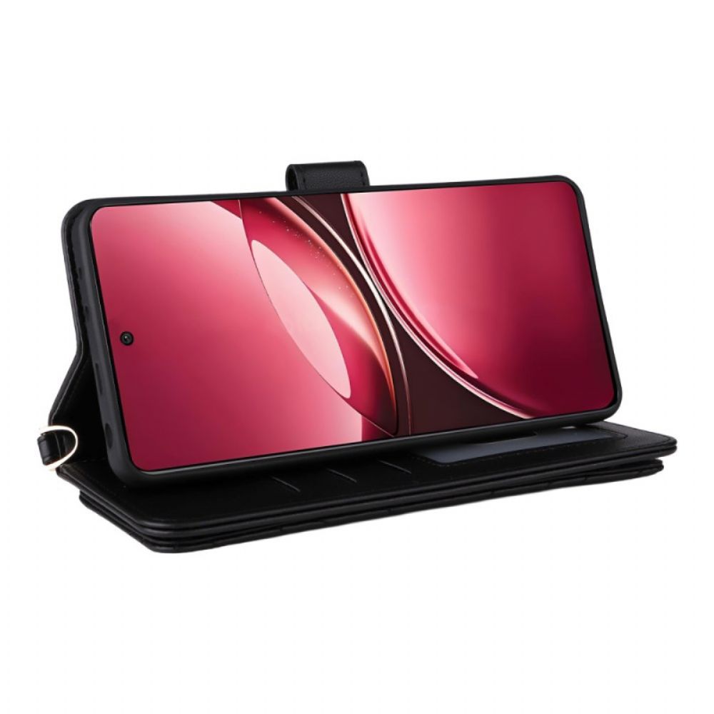 Leren Hoesje Voor Vivo V50 5g Gewatteerd Met Riemen