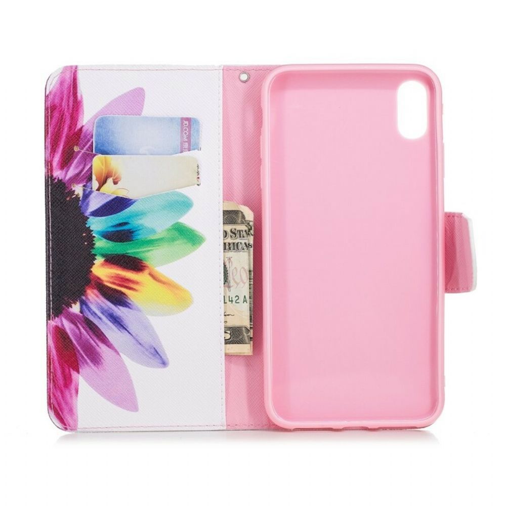Folio-hoesje voor iPhone XS Max Bloemen Aquarel