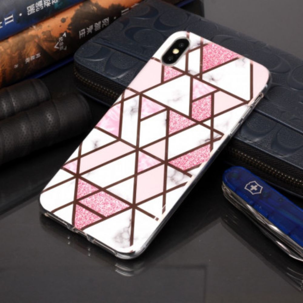 Hoesje voor iPhone XS Max Marmeren Geometrie Ontwerp