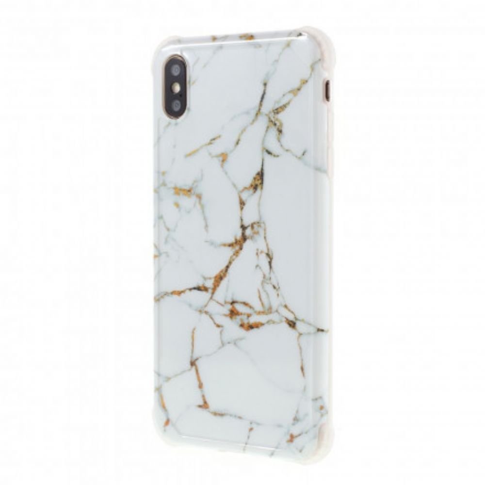 Hoesje voor iPhone XS Max Versterkte Hoeken In Marmerstijl