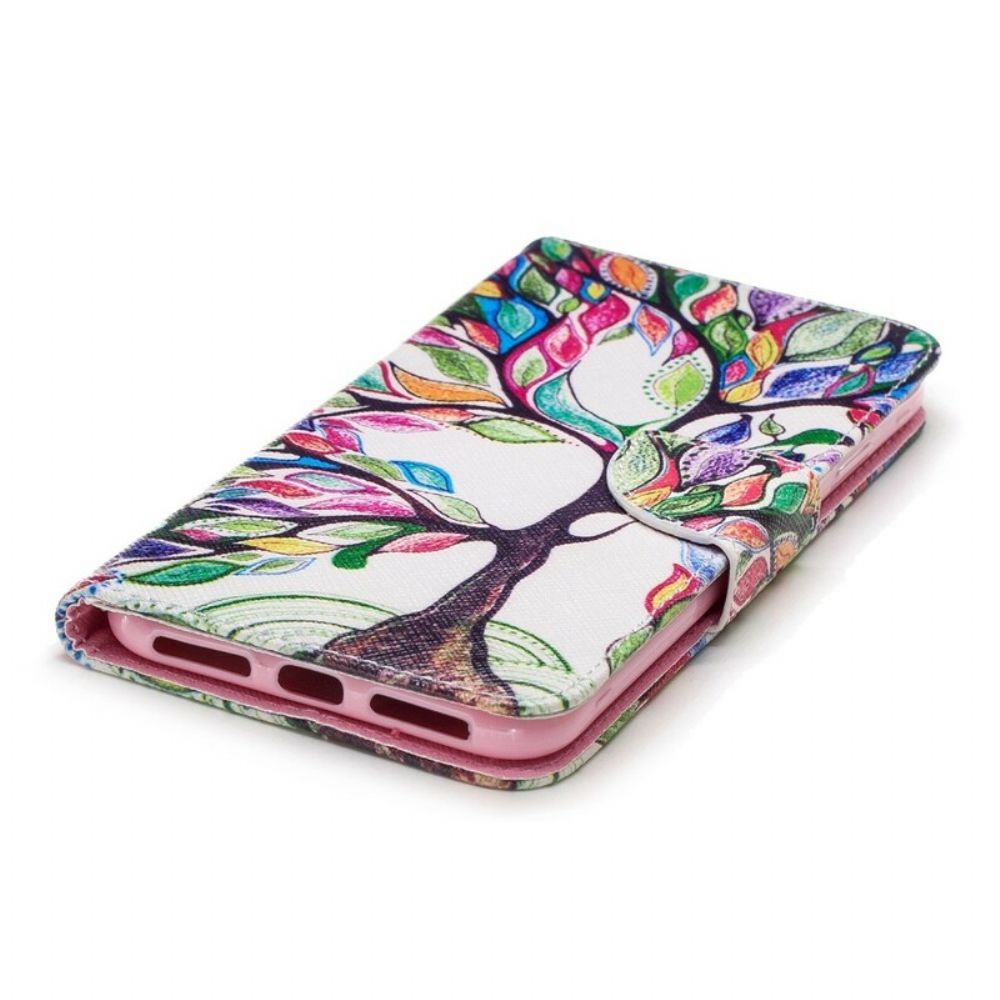 Leren Hoesje voor iPhone XS Max Gekleurde Boom