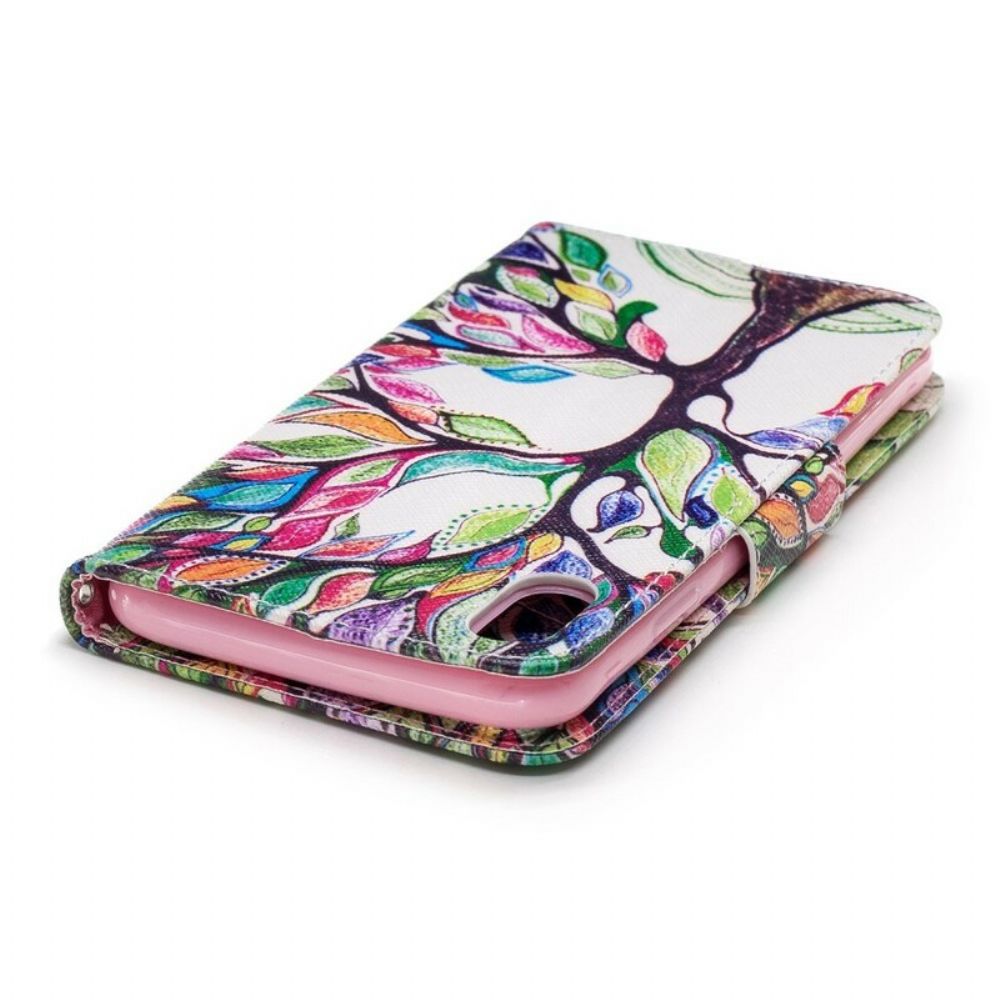 Leren Hoesje voor iPhone XS Max Gekleurde Boom