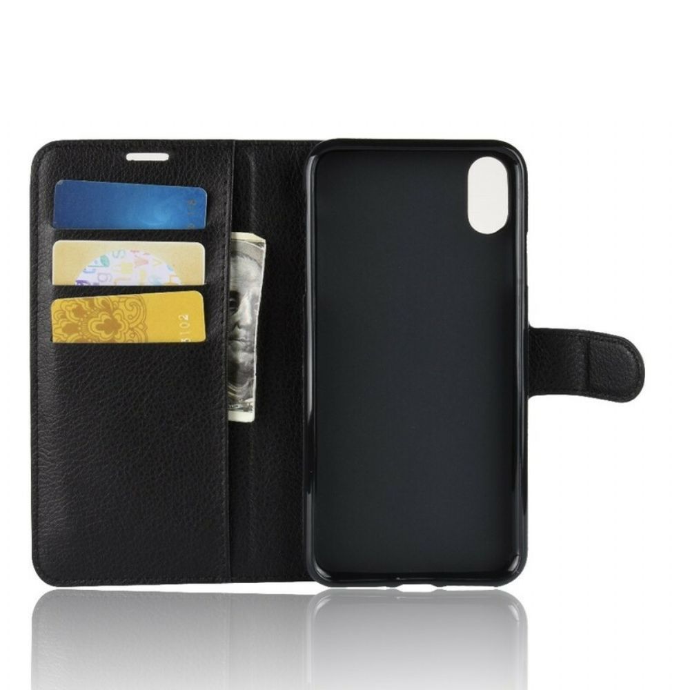 Leren Hoesje voor iPhone XS Max Retro Lychee
