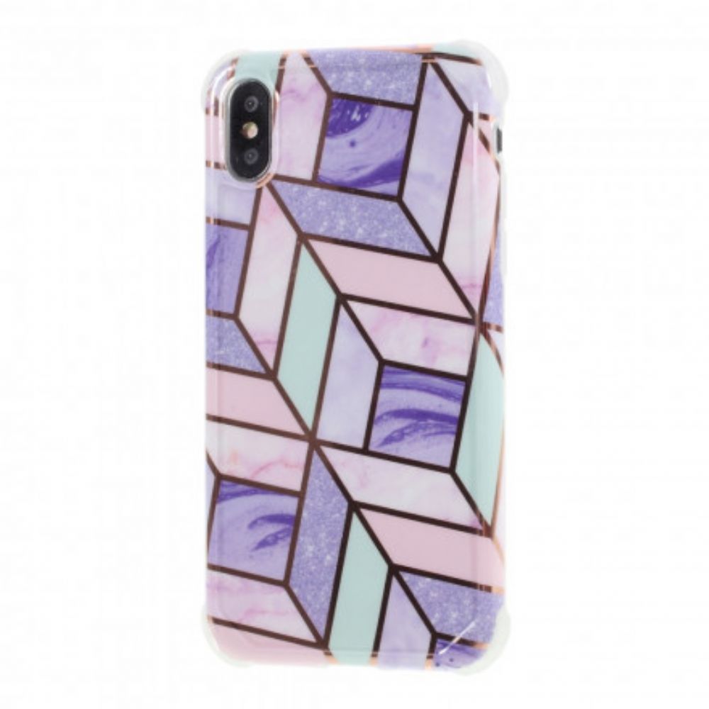 Telefoonhoesje voor iPhone XS Max Flitsachtig Geometrisch Marmer