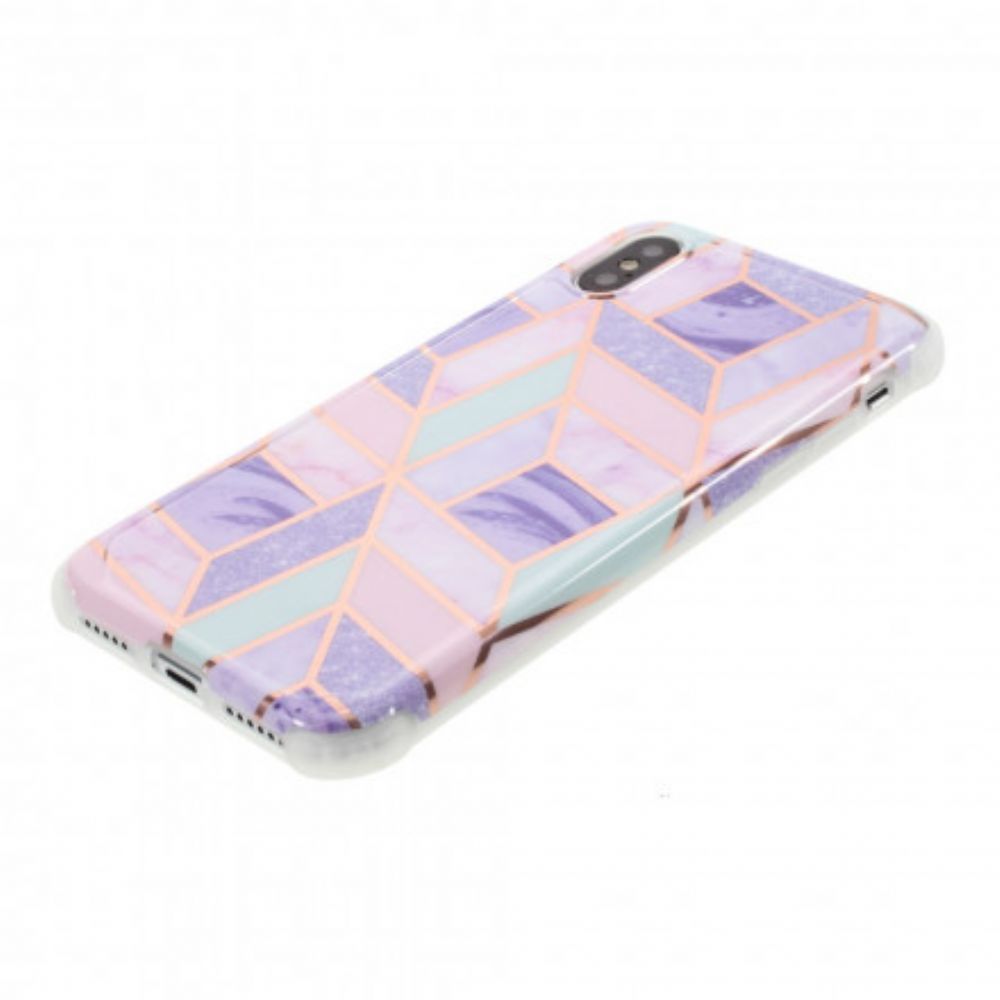 Telefoonhoesje voor iPhone XS Max Flitsachtig Geometrisch Marmer