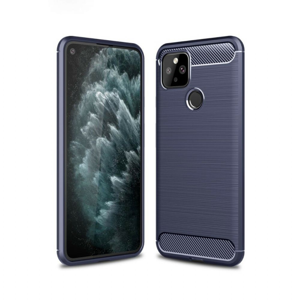 Hoesje voor Google Pixel 5 Geborstelde Koolstofvezel