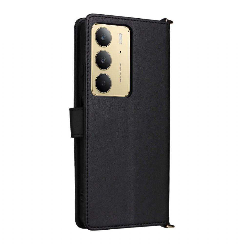 Flip Case Leren Realme C75 Premium Design Met Bandje En Schouderband