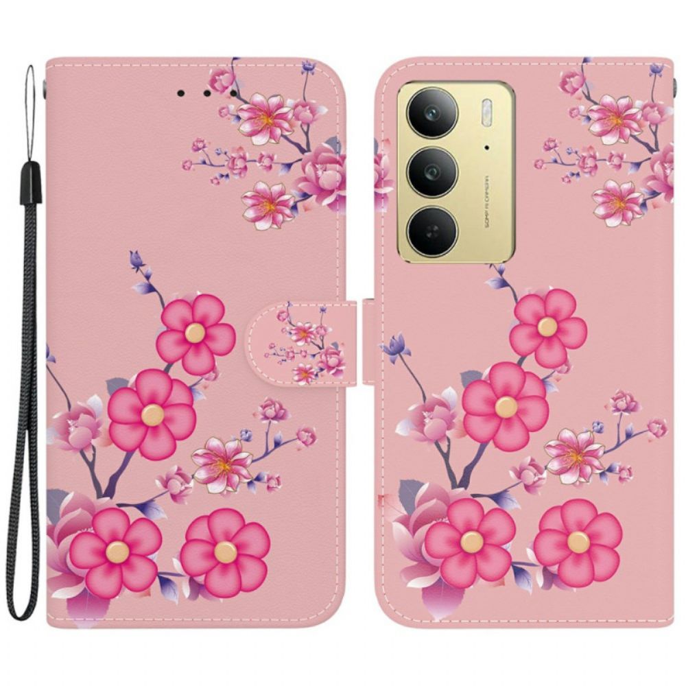 Flip Case Leren Realme C75 Sakura-patroon
