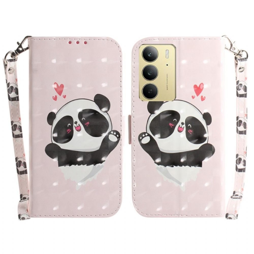 Folio-hoesje Realme C75 Telefoonhoesje Bandje Met Panda-liefde
