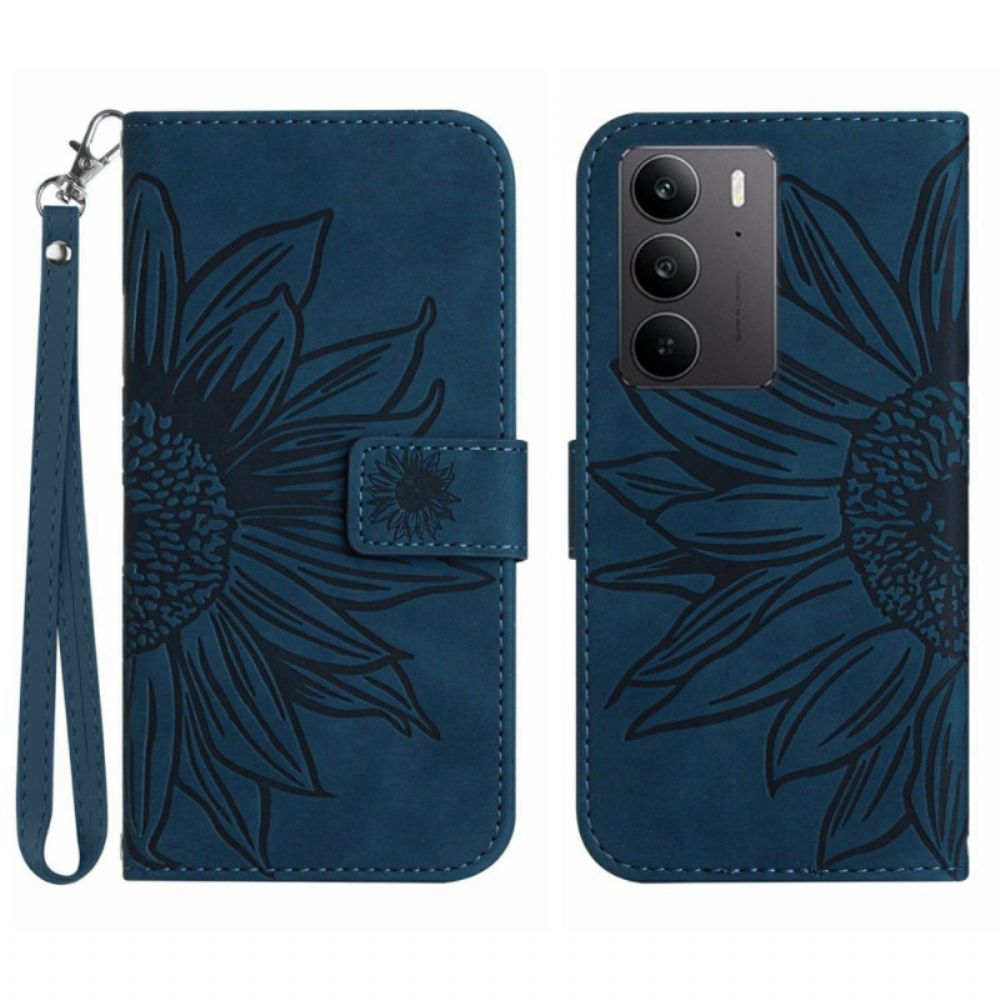 Folio-hoesje Realme C75 Telefoonhoesje Bandje Met Zonnebloemprint
