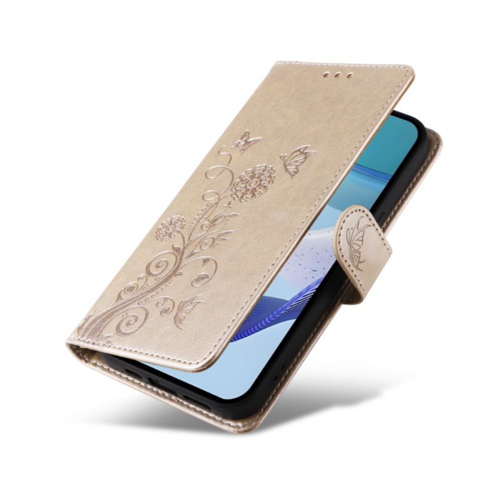 Folio-hoesje Realme C75 Telefoonhoesje Vlinders En Bloemen