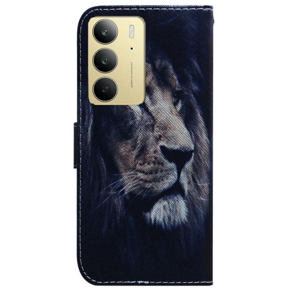 Leren Hoesje Realme C75 Dromende Leeuw