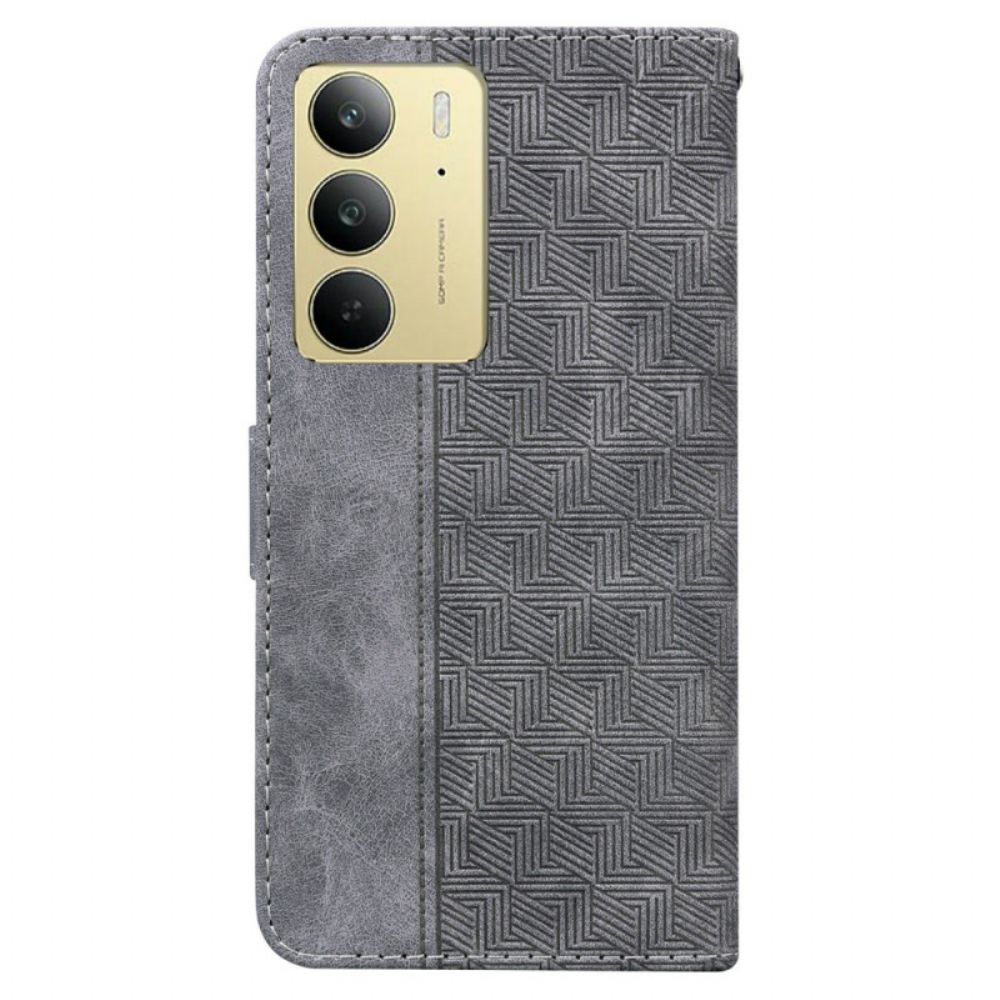 Leren Hoesje Realme C75 Geweven Patroon