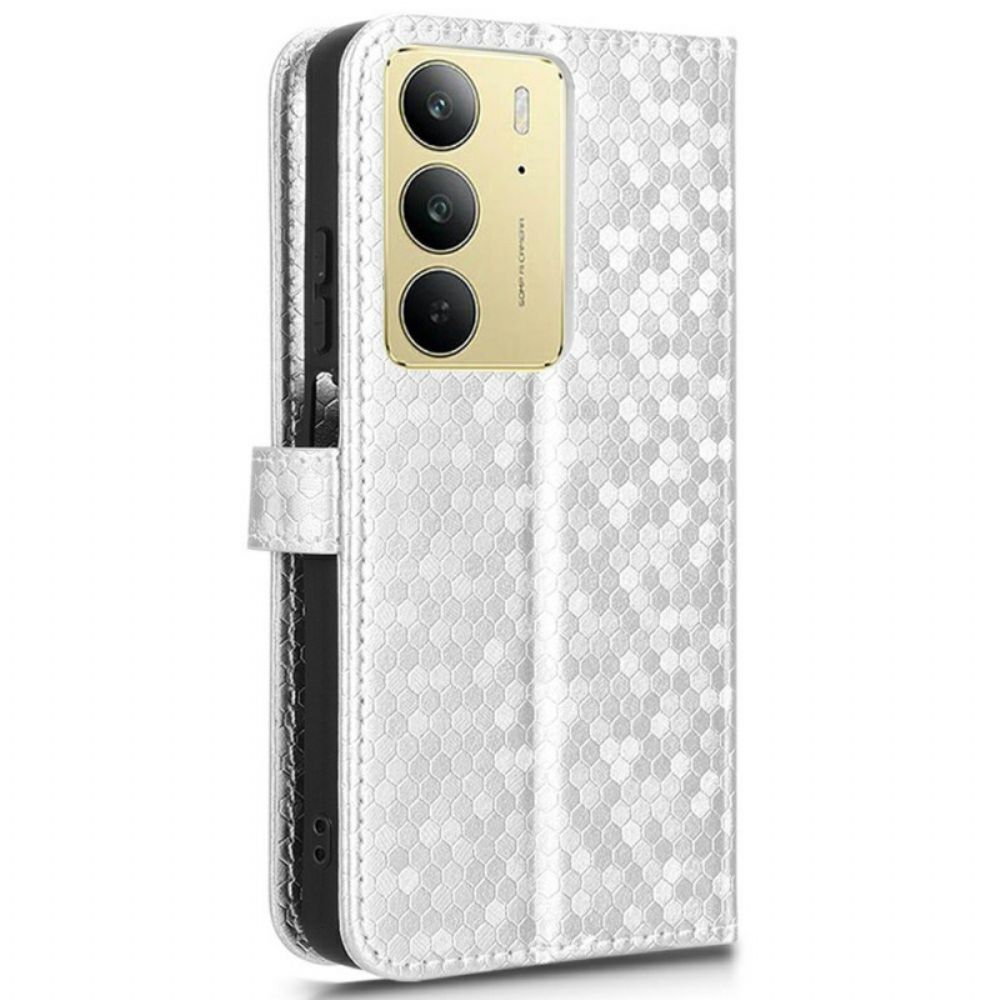 Leren Hoesje Realme C75 Glitterstippen Bescherming Hoesje