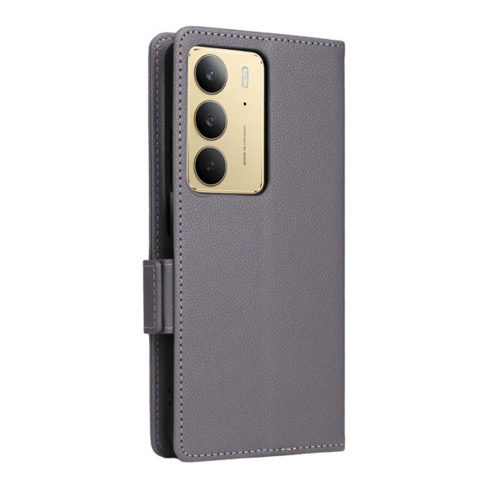 Leren Hoesje Realme C75 Lychee Kunstleer Met Bandje