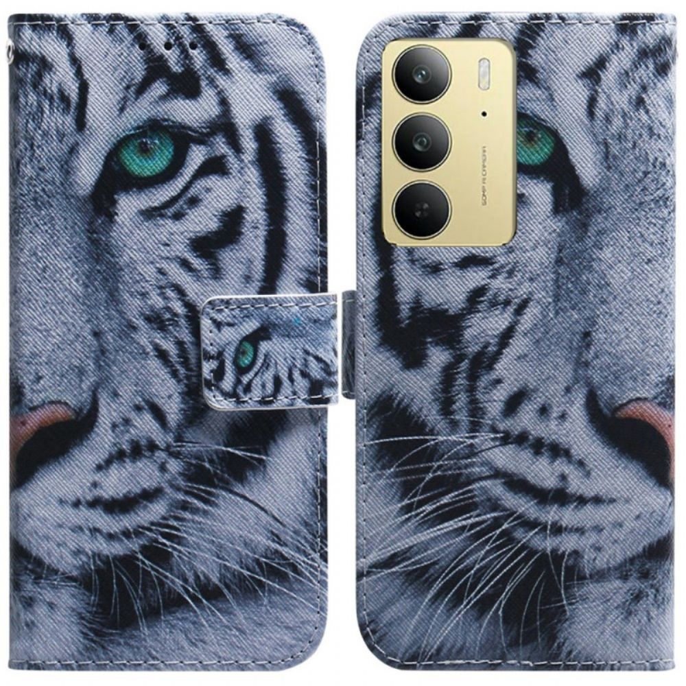 Leren Hoesje Realme C75 Witte Tijger Bescherming Hoesje