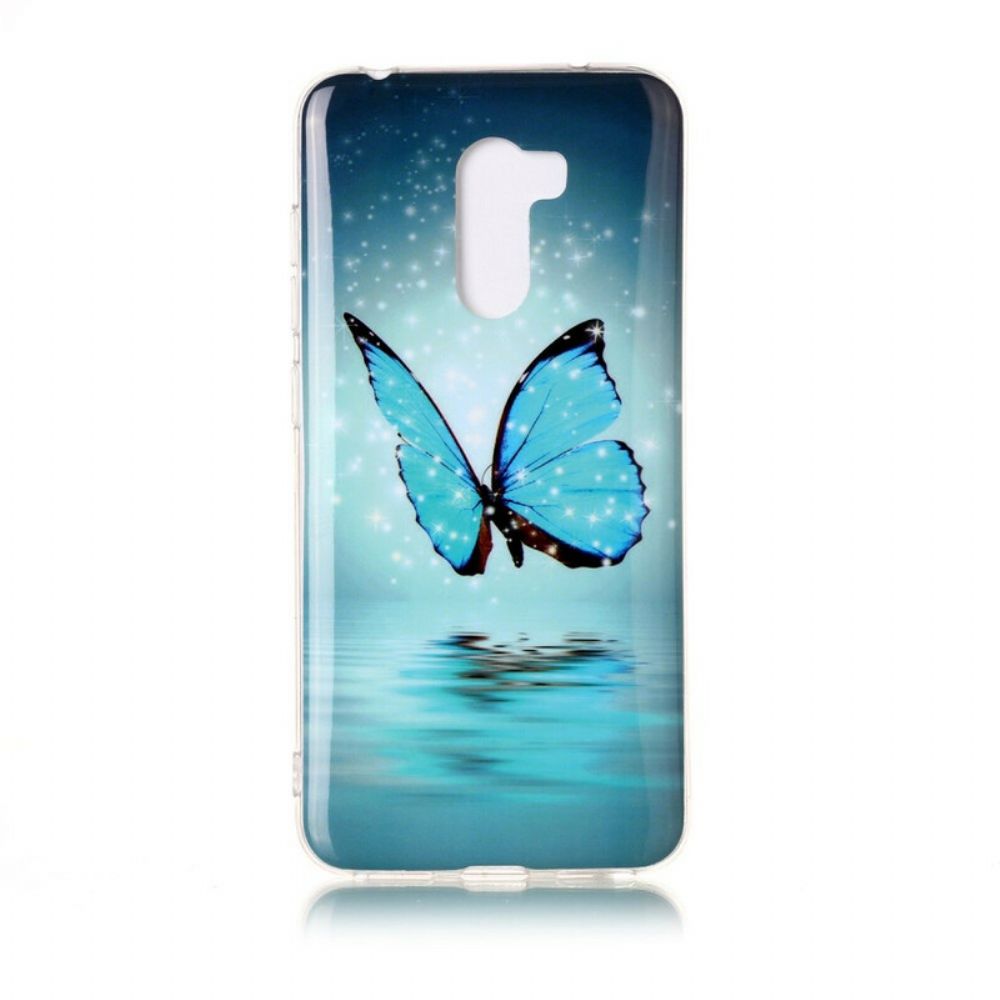 Hoesje voor Pocophone F1 Fluorescerende Blauwe Vlinder