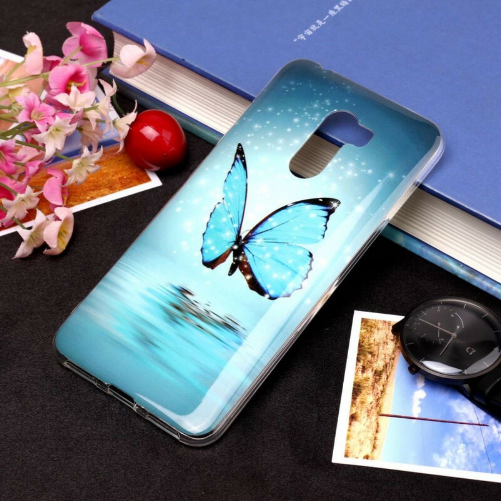 Hoesje voor Pocophone F1 Fluorescerende Blauwe Vlinder