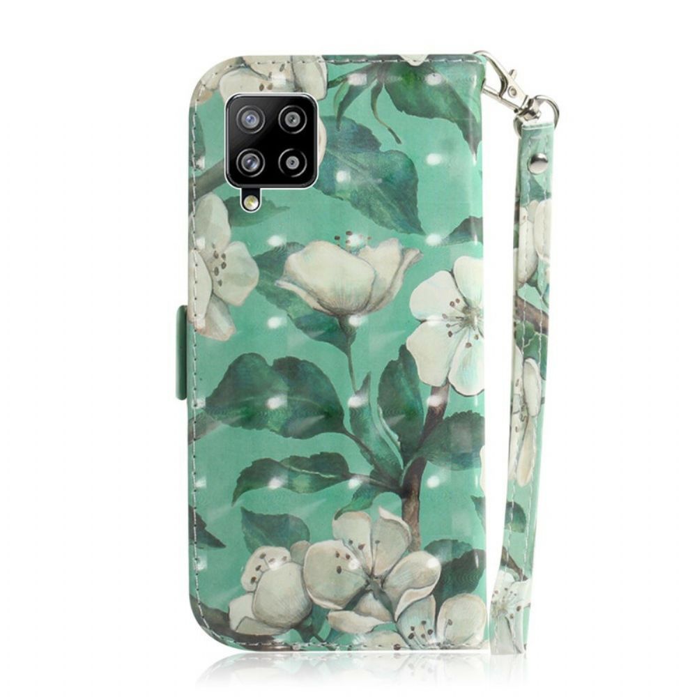 Folio-hoesje voor Samsung Galaxy A42 5G Met Ketting Thong Bloementak