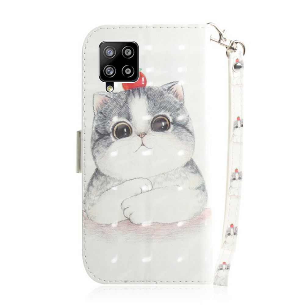 Folio-hoesje voor Samsung Galaxy A42 5G Met Ketting Tomaat Op De String Cat
