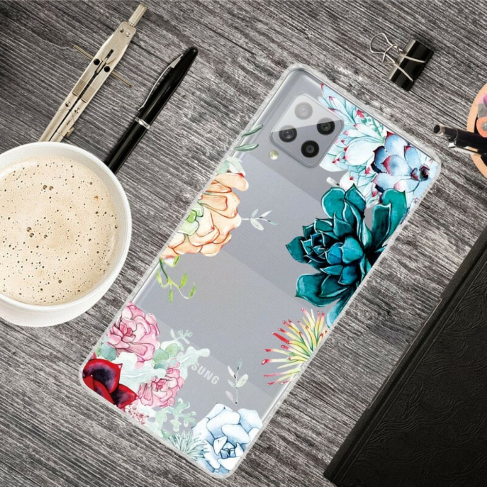 Hoesje voor Samsung Galaxy A42 5G Naadloze Aquarelbloemen