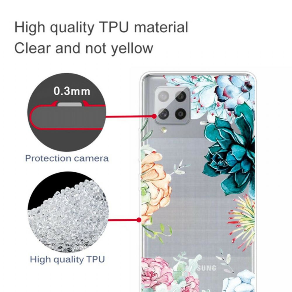 Hoesje voor Samsung Galaxy A42 5G Naadloze Aquarelbloemen
