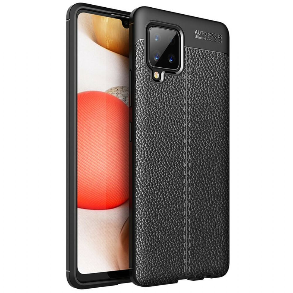 Telefoonhoesje voor Samsung Galaxy A42 5G Dubbele Lijn Litchi Leder Effect