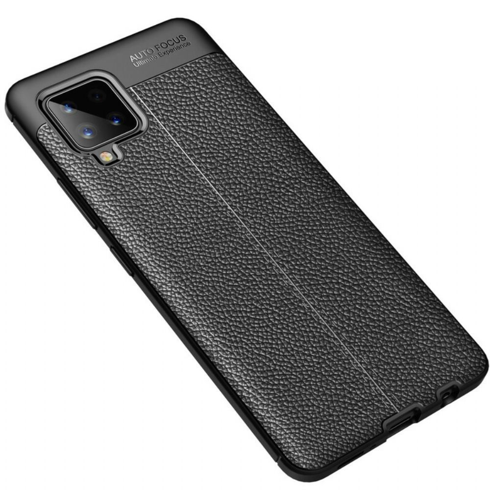Telefoonhoesje voor Samsung Galaxy A42 5G Dubbele Lijn Litchi Leder Effect