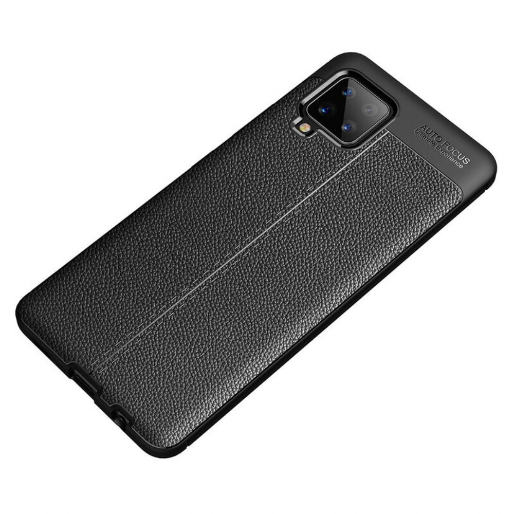 Telefoonhoesje voor Samsung Galaxy A42 5G Dubbele Lijn Litchi Leder Effect