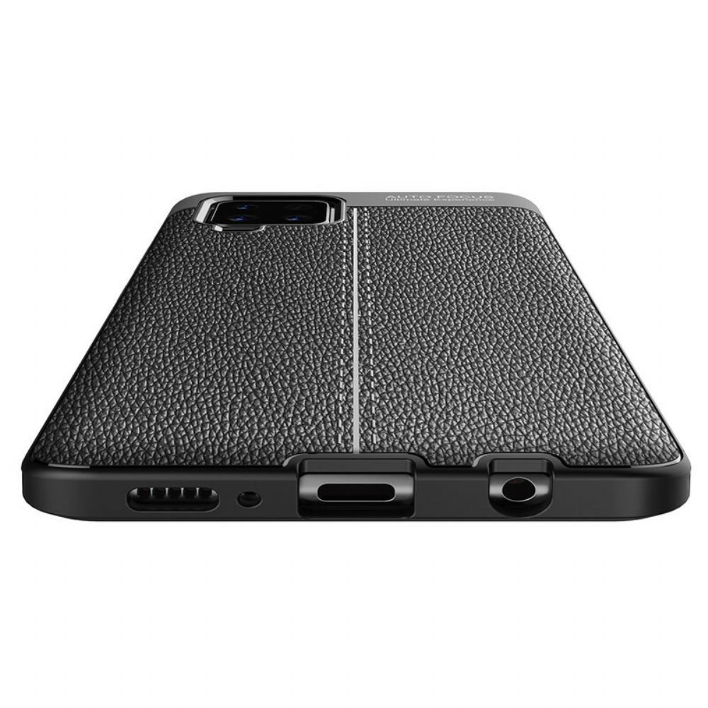 Telefoonhoesje voor Samsung Galaxy A42 5G Dubbele Lijn Litchi Leder Effect