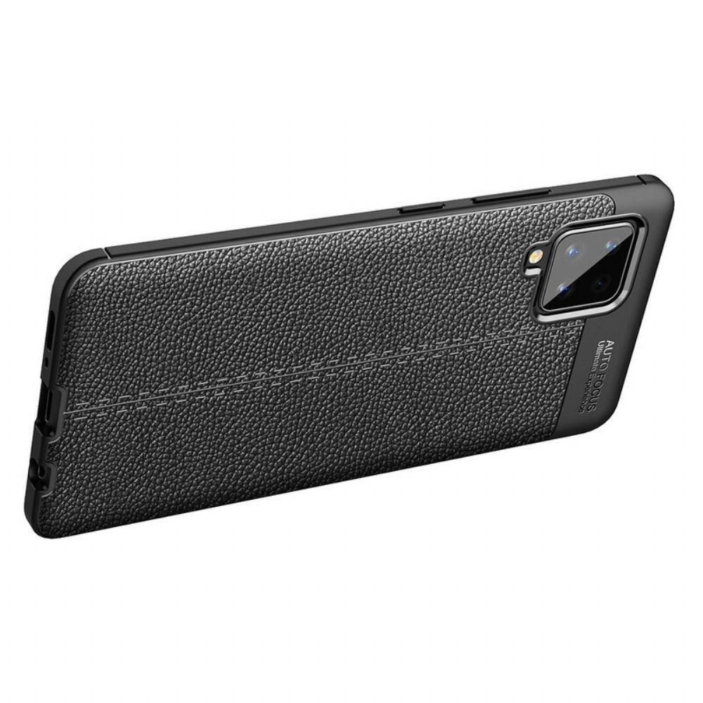Telefoonhoesje voor Samsung Galaxy A42 5G Dubbele Lijn Litchi Leder Effect