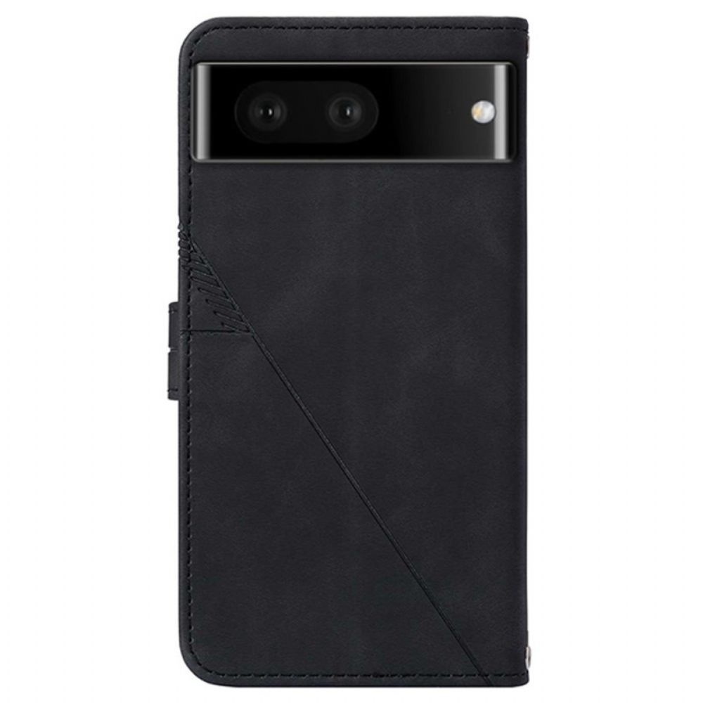 Leren Hoesje Google Pixel 8 Pro Driehoeken Met Schouderband Bescherming Hoesje